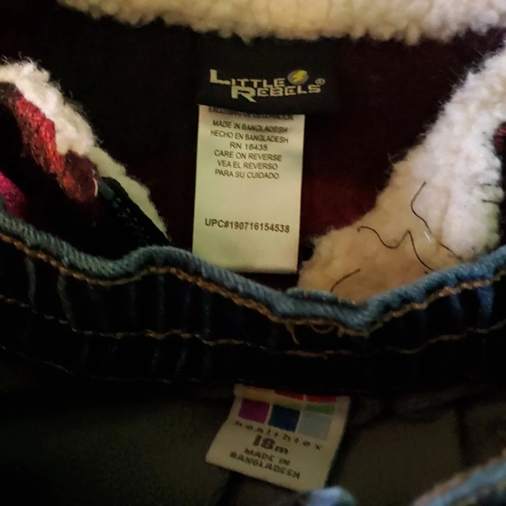 Boys 18mo plaid and jean bundle 2 sets warm clothes.
